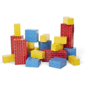 Melissa & Doug Jumbo Extra-Thick Cardboard Building Blocks - 40 Blocks in 3 Sizes, Cardboard Pretend Brick For Building