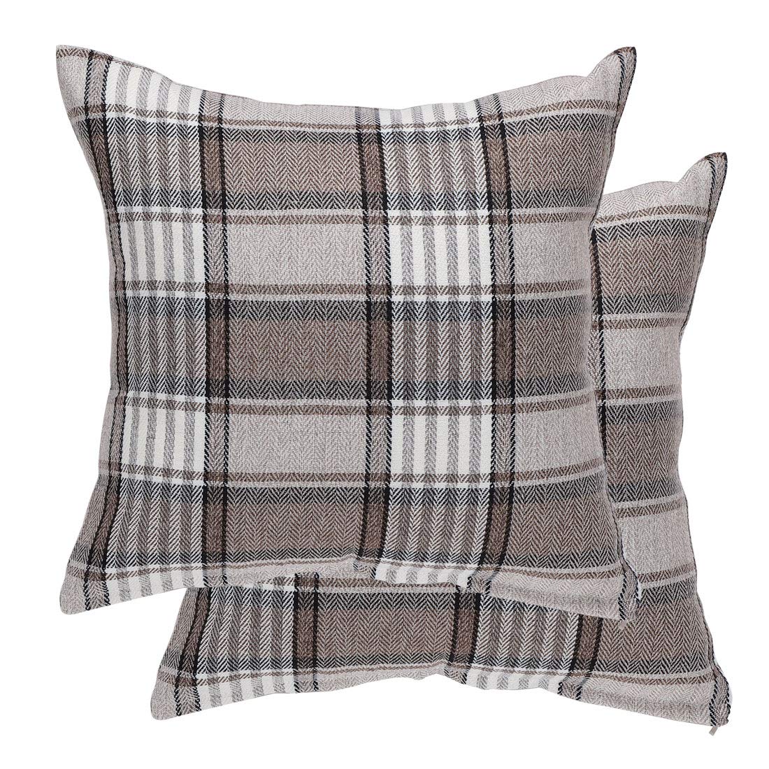 uxcell Set of 2 Buffalo Check Plaid Throw Pillow Covers Farmhouse Decorative Square Pillow Covers Home Decor Gray