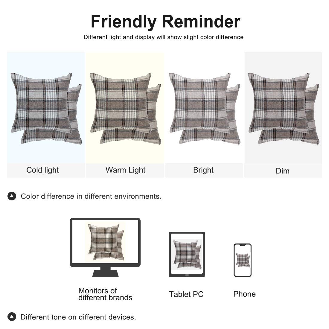 uxcell Set of 2 Buffalo Check Plaid Throw Pillow Covers Farmhouse Decorative Square Pillow Covers Home Decor Gray