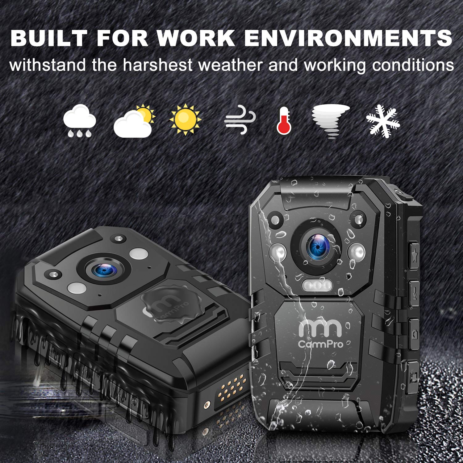 1296P HD Police Body Camera,32G Memory,CammPro I826 Premium Portable Body Camera,Waterproof Body-Worn Camera with 2 Inch Display,Night Vision,GPS for Law Enforcement Recorder,Security Guards,Personal