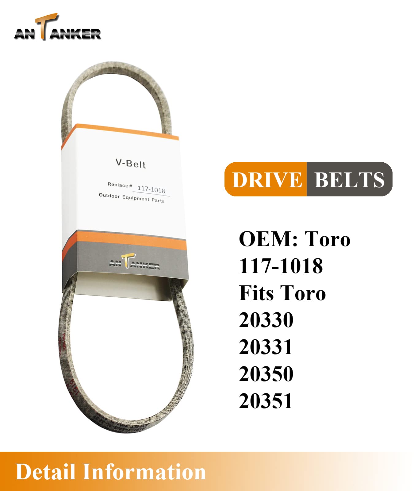 Antanker Drive Belt Replacement for Toro 117-1018 V-Belt 20330 20331 20350 20351