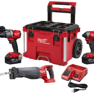 Milwaukee 2997-23SPO M18 FUEL 18-Volt Lithium-Ion Brushless Cordless Combo Kit (3-Tool) with Two 5.0 Ah Battery and PACKOUT Rolling Tool Box