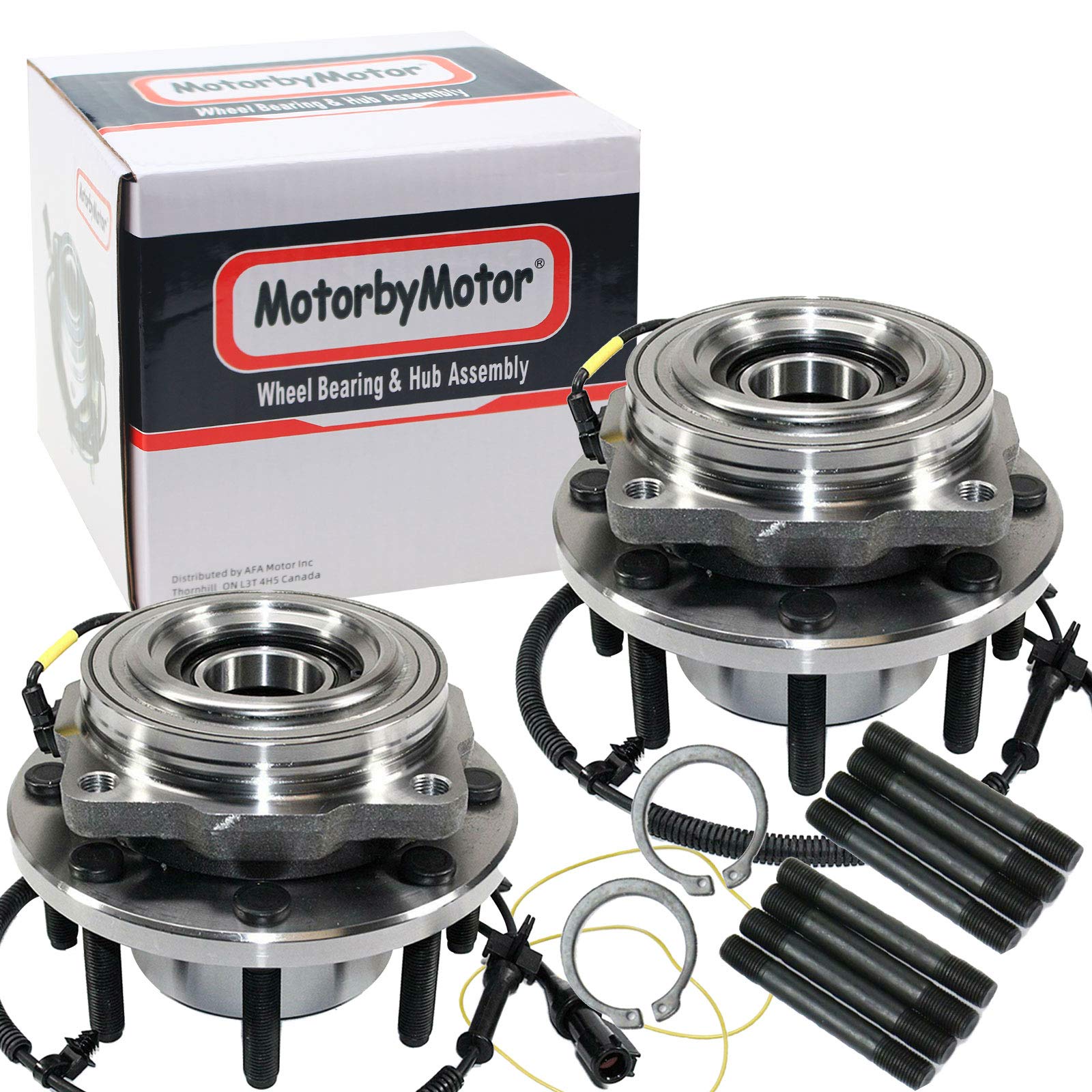 MotorbyMotor 515081 Front Wheel Bearing and Hub Assembly with 8 Lugs Fits for Ford F-250 F-350 F-450 F-550 Super Duty Hub Bearing (4WD 4x4, w/ABS, SRW)-Single Rear Wheel ONLY-2 Pack