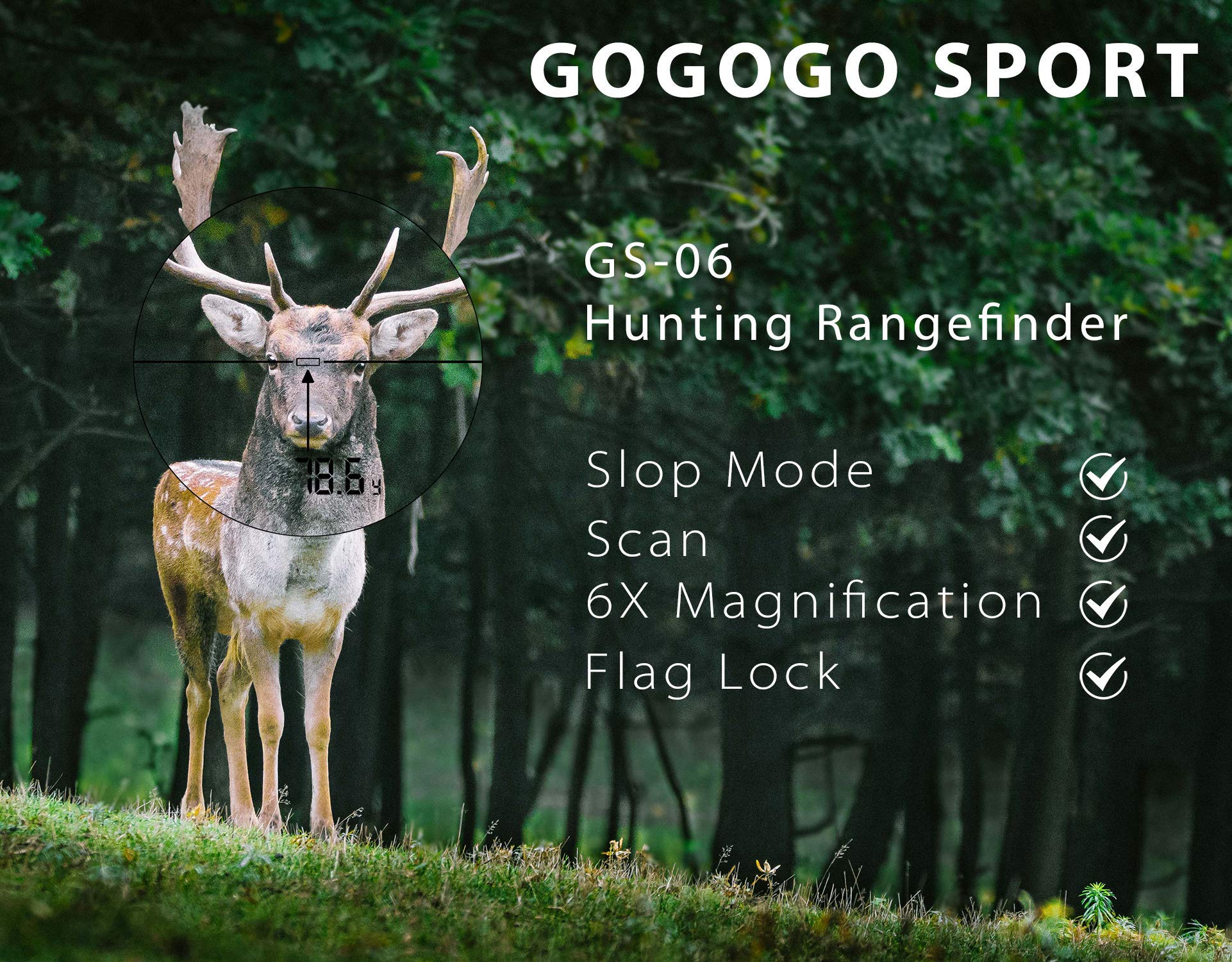 Gogogo Sport Vpro 6X Hunting Laser Rangefinder Bow Range Finder Camo Distance Measuring Outdoor Wild 650/1200Y with Slope High-Precision Continuous Scan