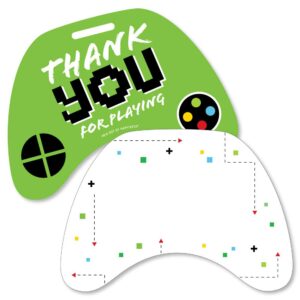 big dot of happiness game zone - shaped - pixel video game or birthday party thank you note cards with envelopes - set of 12