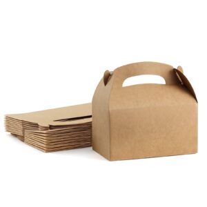 valbox treat boxes 30 pack brown kraft paper gable gift boxes - goodies favor box for kids' birthday party, wedding, baby shower, 6.2 x 3.5 x 3.5 inches