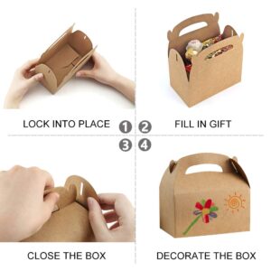 ValBox Treat Boxes 30 Pack Brown Kraft Paper Gable Gift Boxes - Goodies Favor Box for Kids' Birthday Party, Wedding, Baby Shower, 6.2 x 3.5 x 3.5 Inches