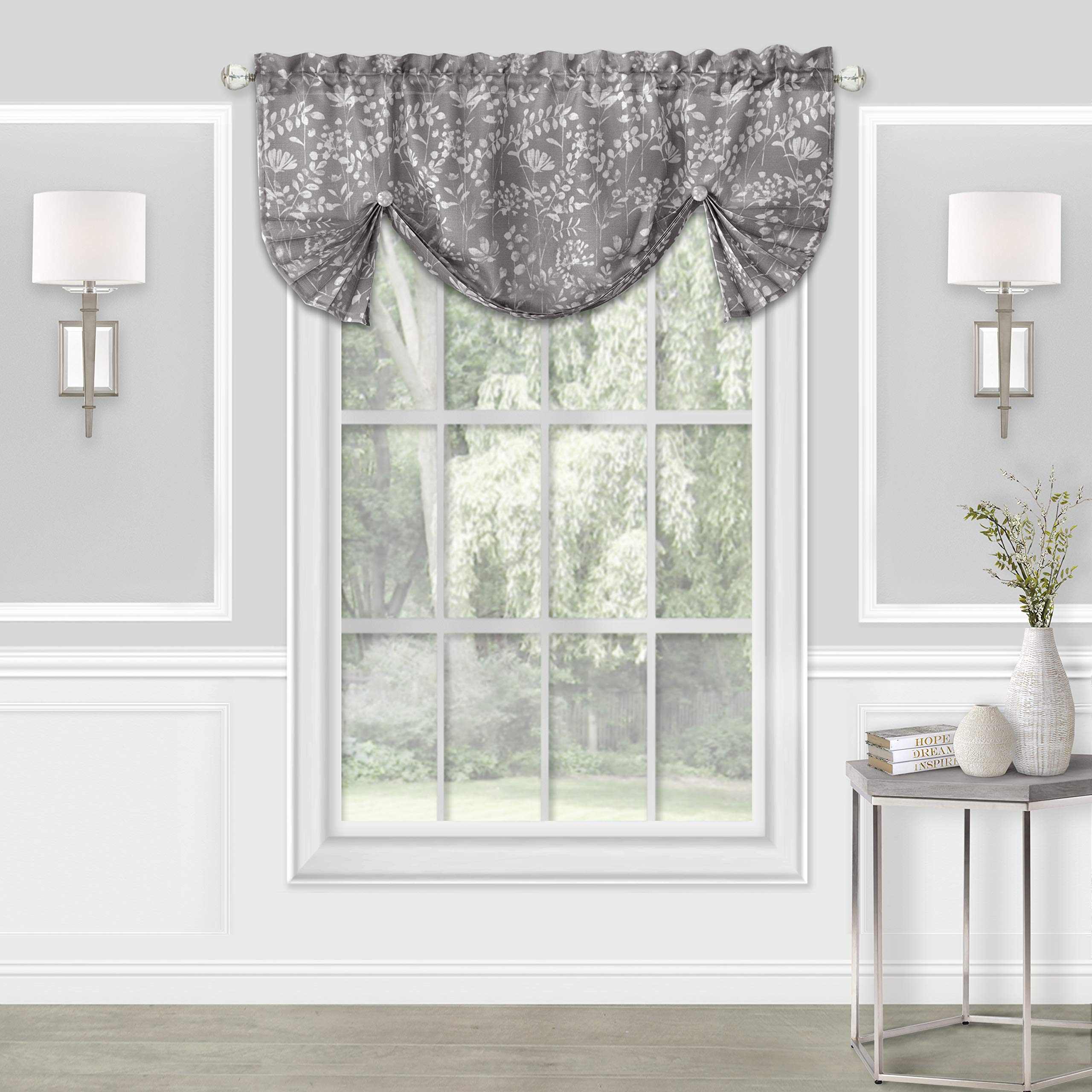 Achim Home Furnishings Charlotte Pleated Roman Valance - Grey