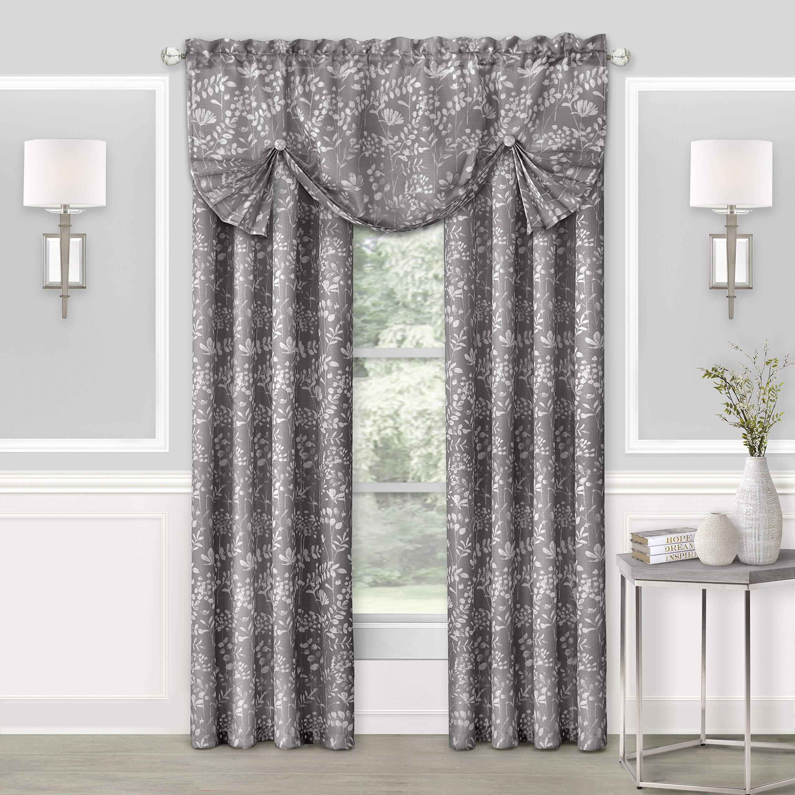 Achim Home Furnishings Charlotte Pleated Roman Valance - Grey