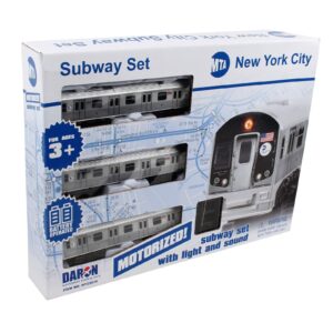 new york mta new york city 3 pc. battery operated train set with track ,39" x 25",silver
