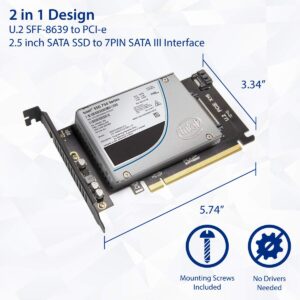 2.5-Inch U.2 Nvme Drive to PCI Express X16 Slot Card or SATA III SSD/HDD PCI Mount