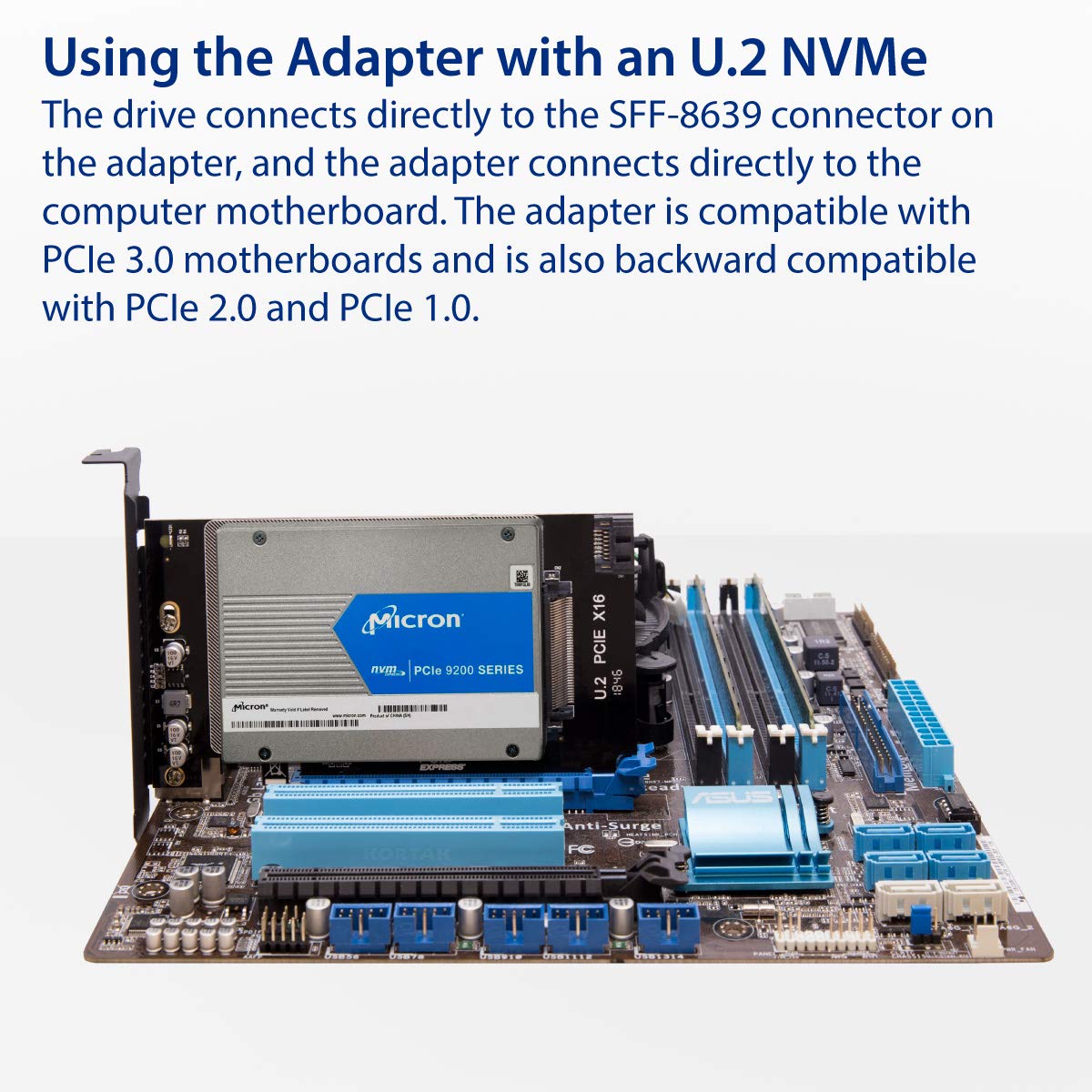 2.5-Inch U.2 Nvme Drive to PCI Express X16 Slot Card or SATA III SSD/HDD PCI Mount