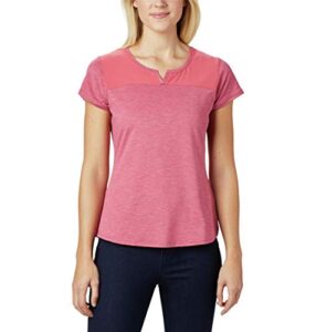 columbia women's place to place ii short sleeve tee, rouge pink heather, medium