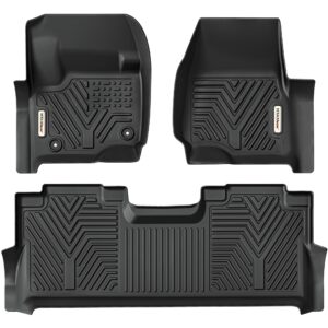 yitamotor floor mats compatible with f250/f350, custom fit floor liners for 2017-2024 ford f-250/f-350 supercrew cab, 1st & 2nd row all weather protection