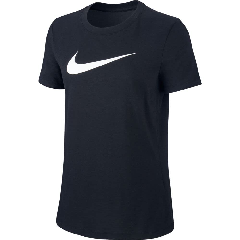 Nike Women's Dry Tee Drifit Crew, Black/Black/Heather/(White), Medium