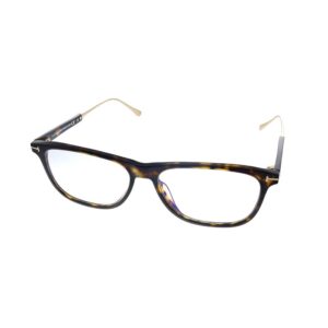 eyeglasses tom ford ft 5589 -b 052 dark havana, shiny rose gold/blue block len, dark havana, shiny rose gold / blue block lenses, 55/15/145