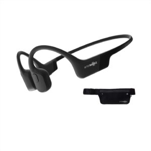 aftershokz aeropex (rebranded as shokz openrun) - open-ear bluetooth bone conduction sport headphones - sweat resistant wireless earphones for workouts and running - built-in mic - with sport belt