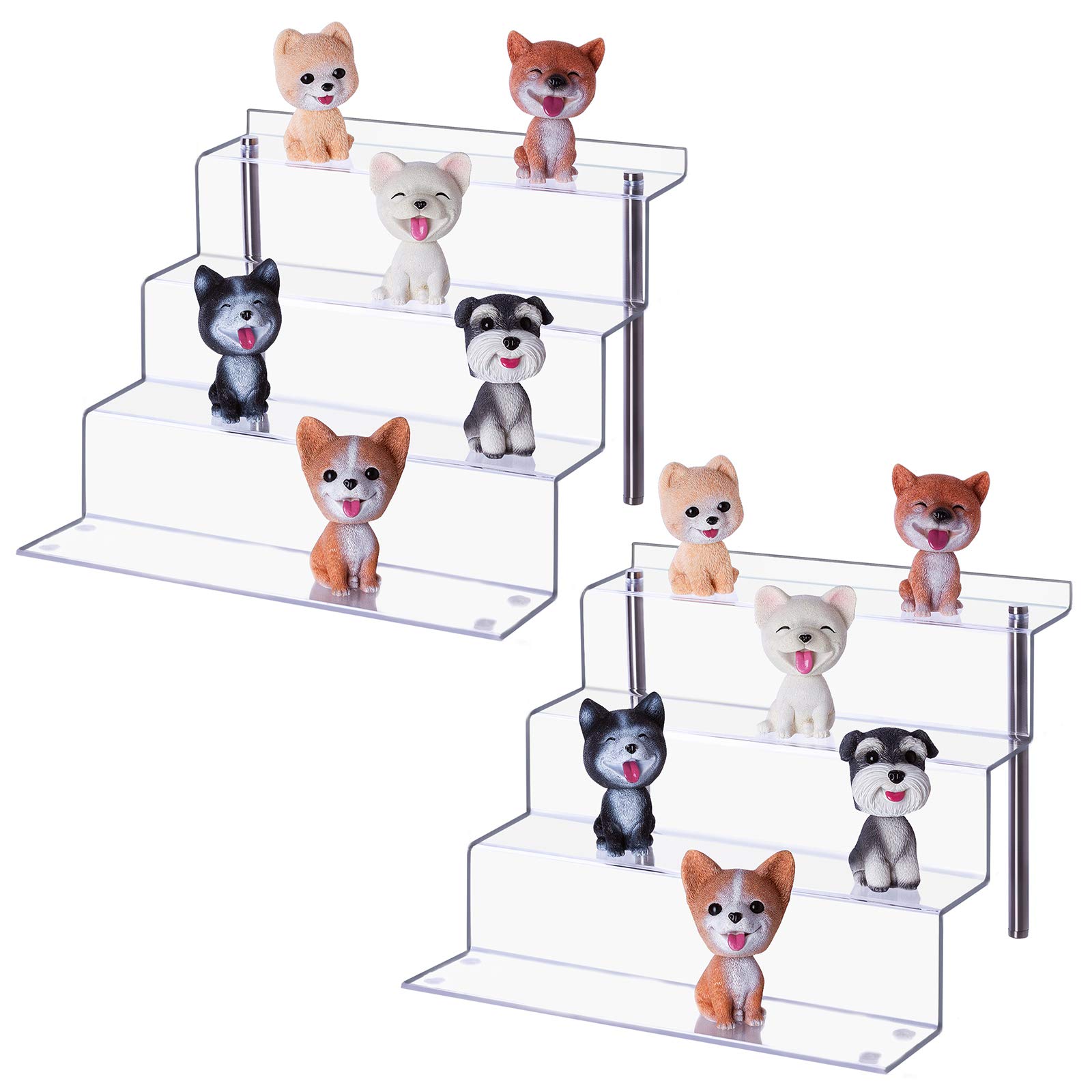 LileZbox Acrylic Display Risers Shelf for Pops Figures, Clear 4-Step Display Stand for Display Or Collection( 12 X 9 in) (large-2 pack)