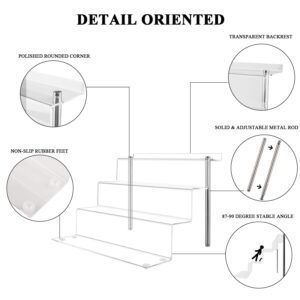LileZbox Acrylic Display Risers Shelf for Pops Figures, Clear 4-Step Display Stand for Display Or Collection( 12 X 9 in) (large-2 pack)