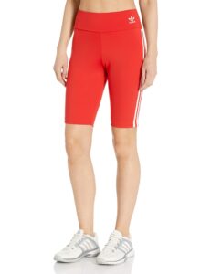 adidas originals women's short tights, lush red/white, xs