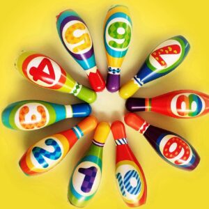 ToyVelt Kids Bowling Set - with 10 Bowling Pins & 2 Balls - Educational Early Development Indoor & Outdoor Games Set - for Toddlers & Infants Boys & Girls Ages 3,4,5-12 Years Old