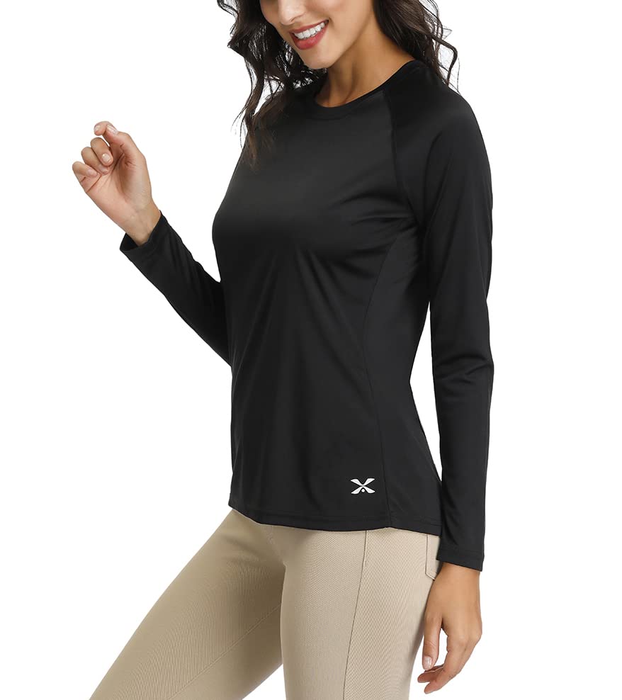 Women's UPF 50+ Sun Protection Long Sleeve Performance Active Top Shirts Fitness Workout Running Sports Leisure T-Shirt (3XL, Black)