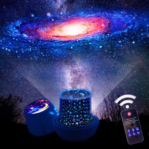 star night lights for kids, remote control star projector, with led timer, 360 degree rotating planet night lighting lamps sky galaxy constellation projection for baby bedrooms (remote flim-7 set)