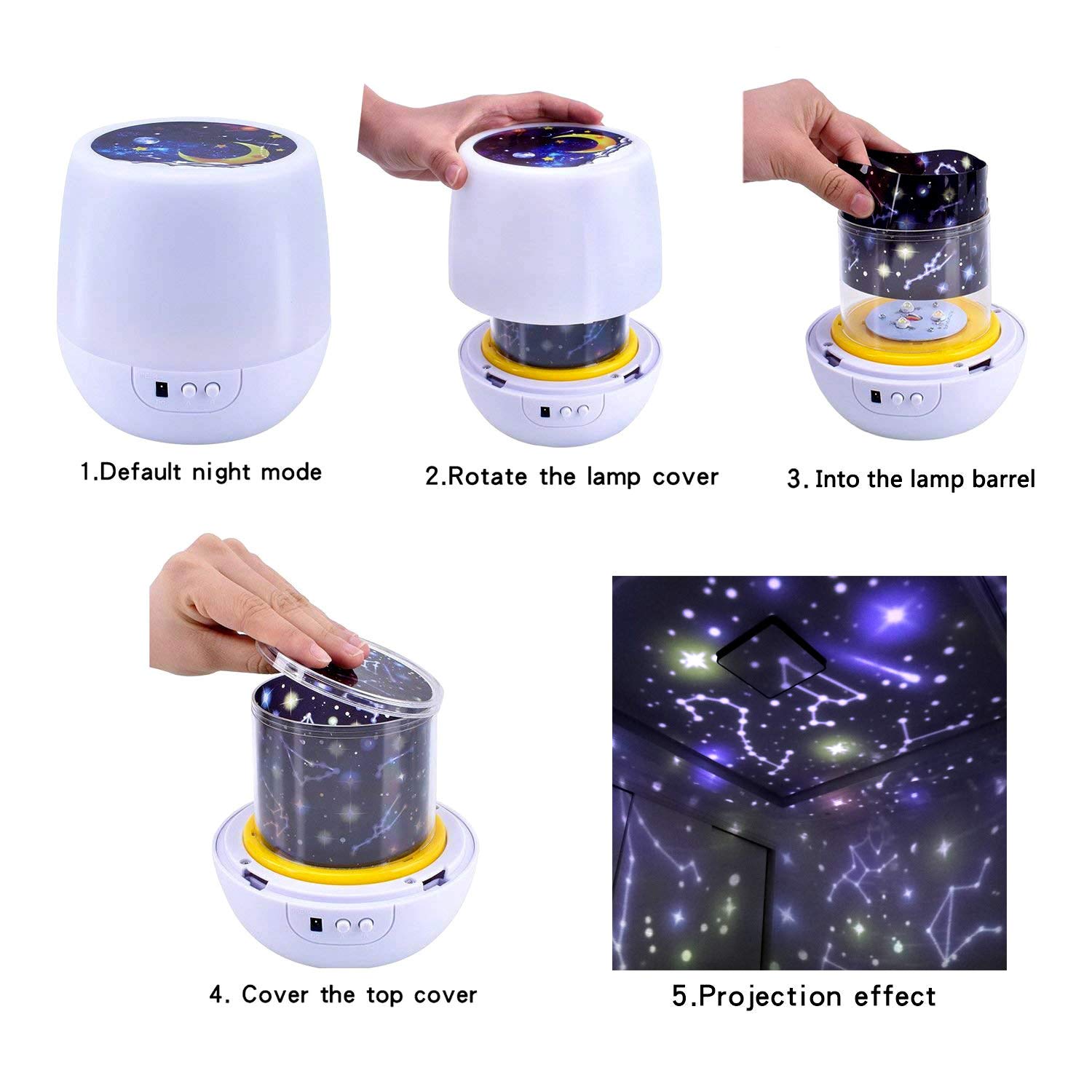 Star Night Lights for Kids, Remote Control Star Projector, with LED Timer, 360 Degree Rotating Planet Night Lighting Lamps Sky Galaxy Constellation Projection for Baby Bedrooms (Remote Flim-7 Set)