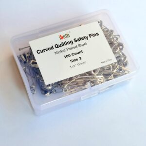 ibotti Curved Safety Pins for Quilting, Basting Pins, Size 2, 100-count