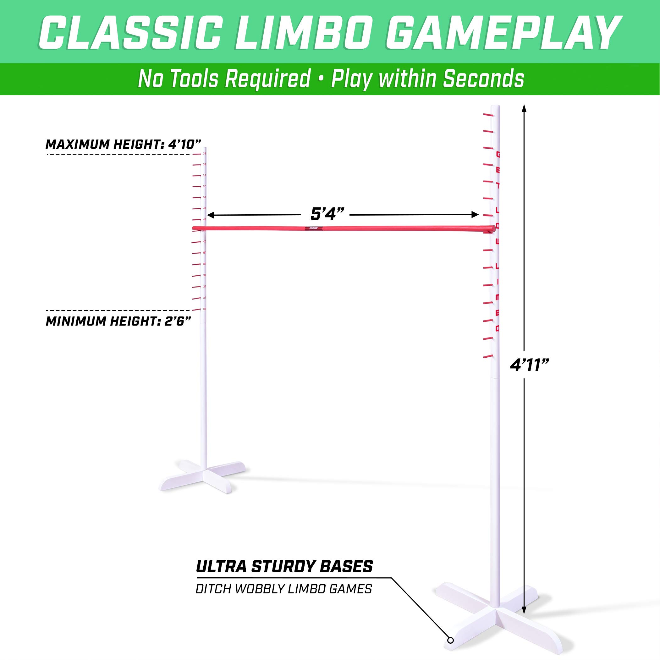 GoSports Get Low Limbo Premium Wooden Limbo Game, Sets up in Seconds - Fun for Kids & Adults