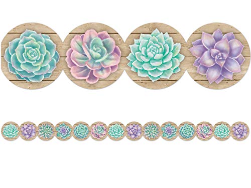 Rustic Bloom Succulent Die-Cut Border Trim