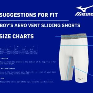 Mizuno Youth Aero Vent Padded Sliding Short, Grey, Small