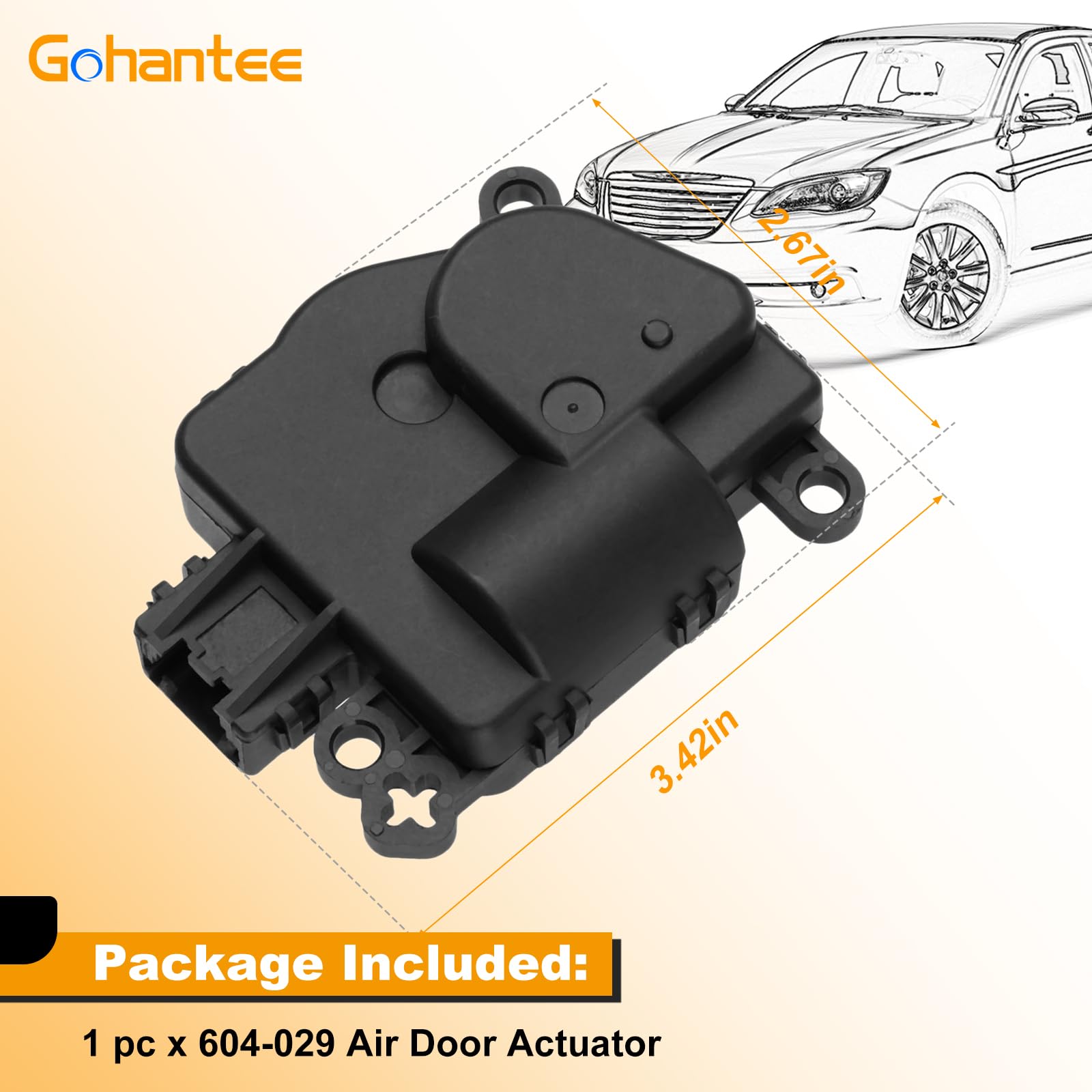 604-029 HVAC Heater Air Blend Door Actuator Replaces # 68018109AA 604029 Replacement for Chrysler 200 Cirrus Aspen Sebring Dodge Avenger Caliber Durango Journey Patriot Compass Wrangler Ram ProMaster