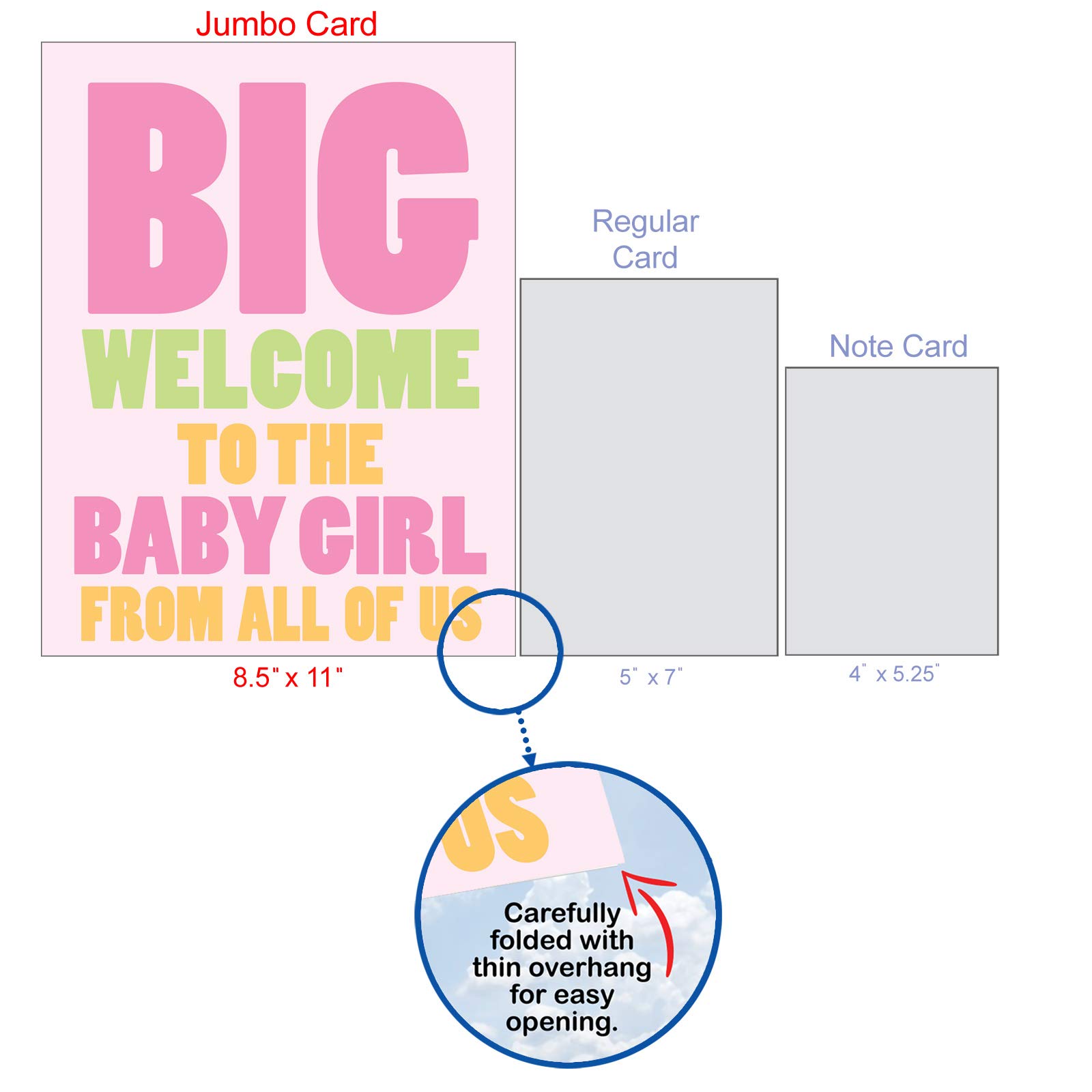 NobleWorks, Hilarious New Baby Congratulations Card, Pregnancy Notecard w/Envelope, From All of Us (8.5 x 11 Inch), New Baby Girl J6855BBG-US