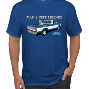 Ford Motors Funny Man's Best Friends Pickup Truck Dog Cars and Trucks Men's Graphic T-Shirt, Royal, Large