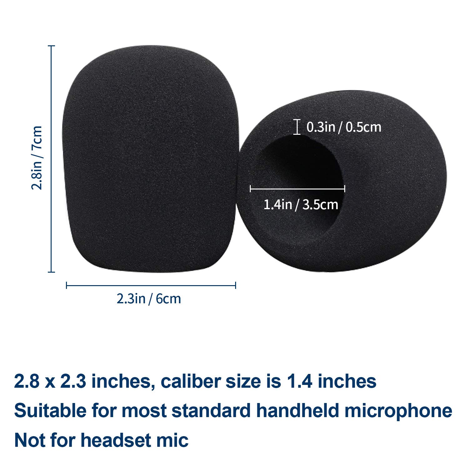 Microphone Cover - Foam Mic Covers Windscreen Suitable for Most Standard Handheld Microphone 6 PCS