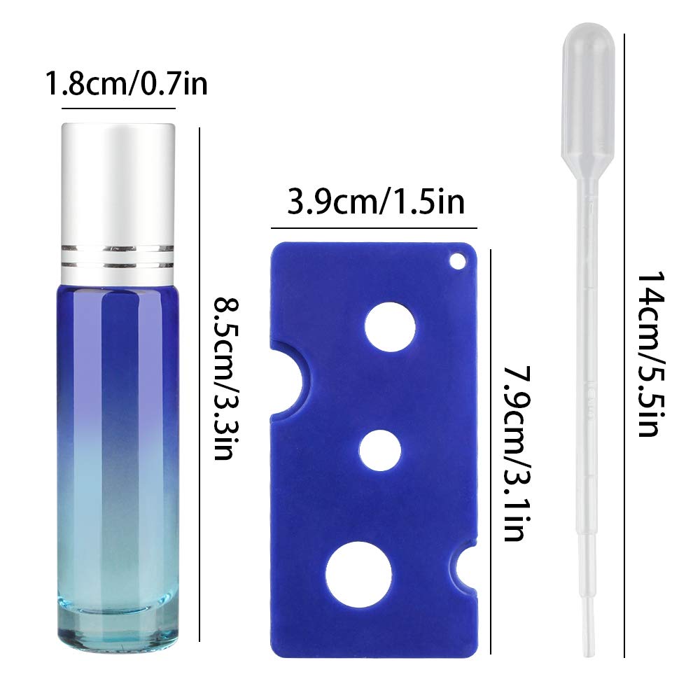 10ml Colorful Essential Oil Roller Bottles Set with Stainless Steel Balls, Tomorotec Home Ultra Thick Roller Bottle for Oil with Opener and Droppers (20 Pcs)