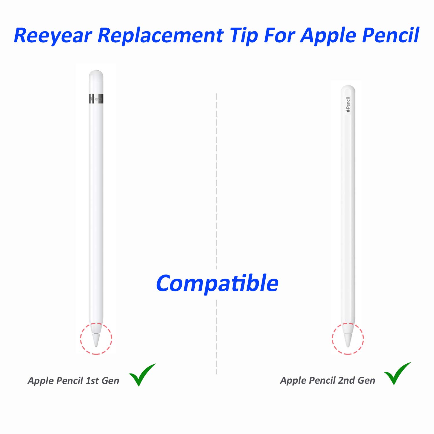 Replacement Tips Compatible with Apple Pencil 2 Gen iPad Pro Pencil - Apple Pencil iPencil Nib for iPad Apple Pencil 1 st/Pencil 2 Gen White 2 Pack