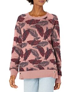 jag jeans women's kristen side snap crew pullover-legacy, misty rose print, l