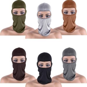 Tatuo 6 Pcs Ski Mask Full Face Cover Balaclava Summer Neck Gaiter Scarf UV Protection for Men Outdoor Cycling Running Hood(Retro Color)