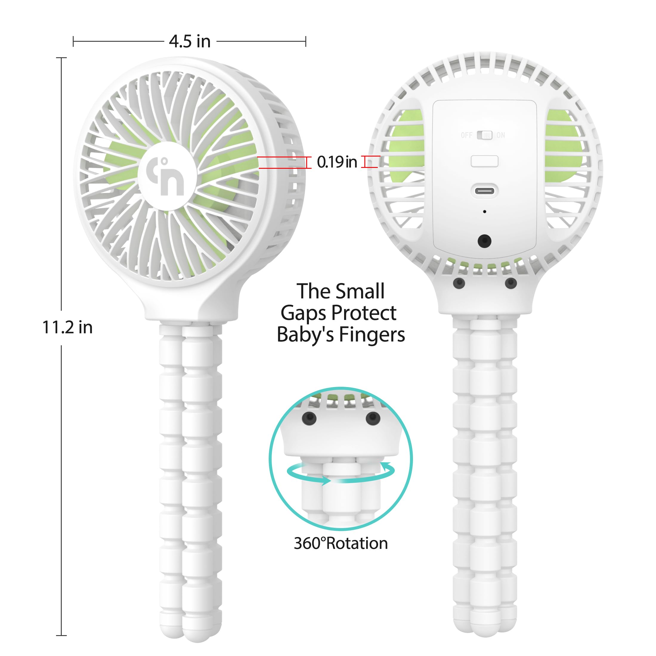 HomeLifairy Stroller Fan Battery Operated Fan Clip On Fan Rechargeable Handheld Personal Portable Fan Car Seat Fan for Baby Small Desk USB Mini Fan for Stroller Accessories