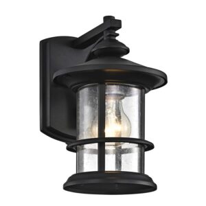 micsiu textured black 10" outdoor light fixtures wall mount, waterproof front porch light fixtures with clear seedy glass, outdoor wall lights for house front porch, patio, backyard