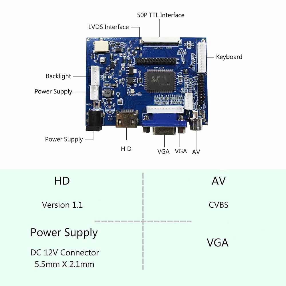 VSDISPLAY 7" 7 Inch 1280X800 IPS LCD Screen N070ICG-LD1 with HD-MI VGA 2AV LCD Controller Board