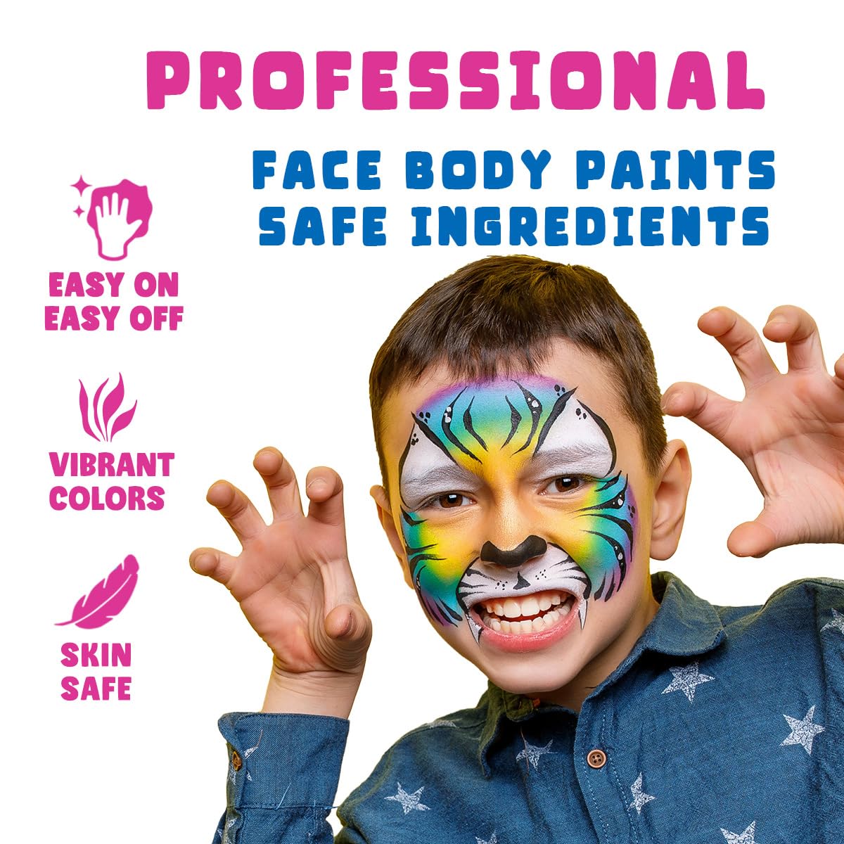 Bowitzki Professional Face Painting Kit For Kids Adults 12 x 10gm Face Paint Set Stencil One Stroke Split Cake Palette Non Toxic Rainbow Cakes Flora Unicorn Body Makeup Halloween Christmas Easter