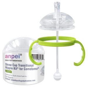 Straw Sippy Cup Transitional Nipple Kit for Comotomo Baby Bottles, 5 oz and 8 oz