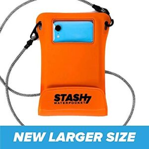 Stash7 Waterproof Phone Pouch w/Long Lanyard | IPX8 Adventure Grade Cellphone Dry Bag Case, Fits iPhone 15 Pro Max,14 Pro Max, 13 Pro Max, XS, XR, Galaxy S21, for Snorkeling, Kayaking, Cruise Orange