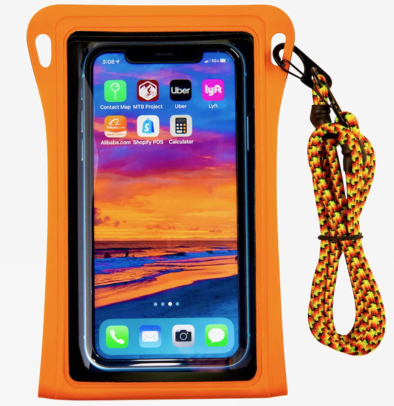 Stash7 Waterproof Phone Pouch w/Long Lanyard | IPX8 Adventure Grade Cellphone Dry Bag Case, Fits iPhone 15 Pro Max,14 Pro Max, 13 Pro Max, XS, XR, Galaxy S21, for Snorkeling, Kayaking, Cruise Orange