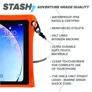 Stash7 Waterproof Phone Pouch w/Long Lanyard | IPX8 Adventure Grade Cellphone Dry Bag Case, Fits iPhone 15 Pro Max,14 Pro Max, 13 Pro Max, XS, XR, Galaxy S21, for Snorkeling, Kayaking, Cruise Orange