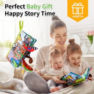 Jollybaby Crinkle Books for Babies, Sensory Soft Touch and Feel Baby Books Toys for 0-6 Months Infants, Newborn Montessori Early Educational Cloth Books Toys, Baby Girl & Boy Gift(Jungle Tails)