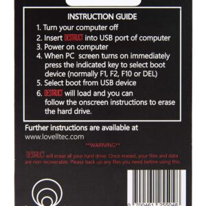 DESTRUCT USB Gadget - Military Grade Hard Drive Wiper - Permanently Erase All Data on PC and Laptops Before Selling